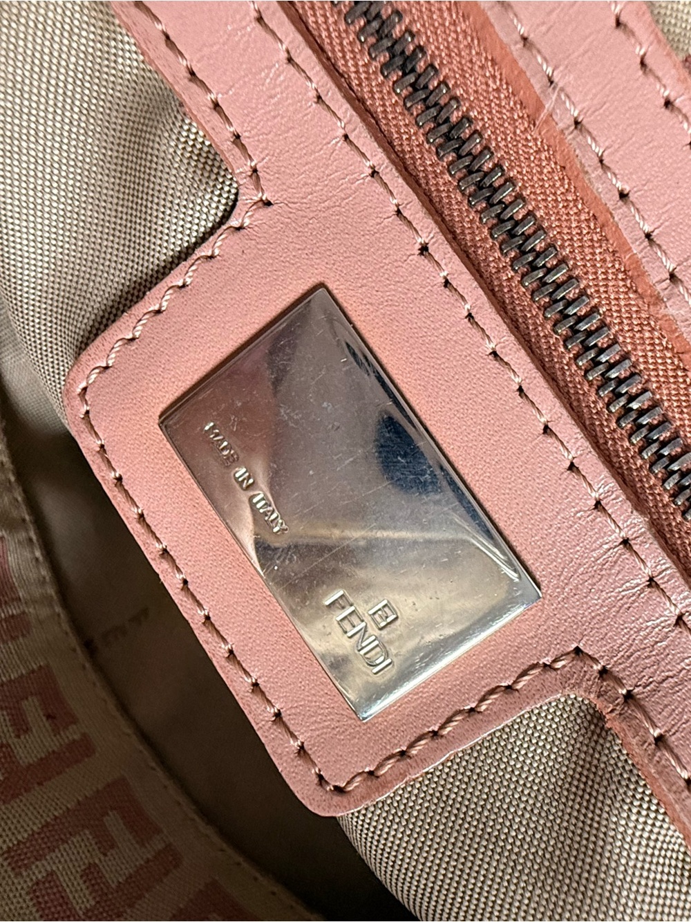 Fendi Blush Pink Zucchino Piccola Baguette Y2K - Picture 6 of 8